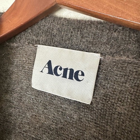 ACNE STUDIOS Raya long Mohair Brown melange cardigan sweater XS - Picture 2 of 6